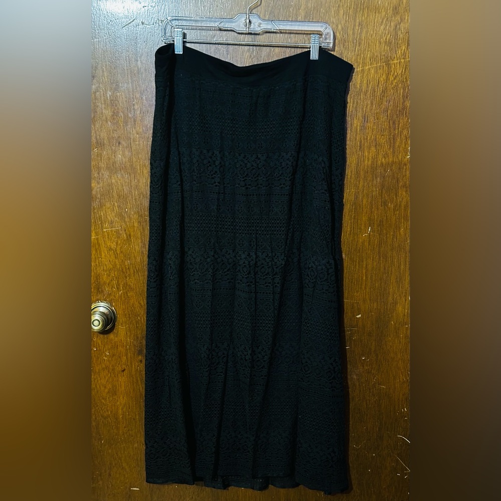 Lane Bryant Black Smocked A-line Maxi Skirt